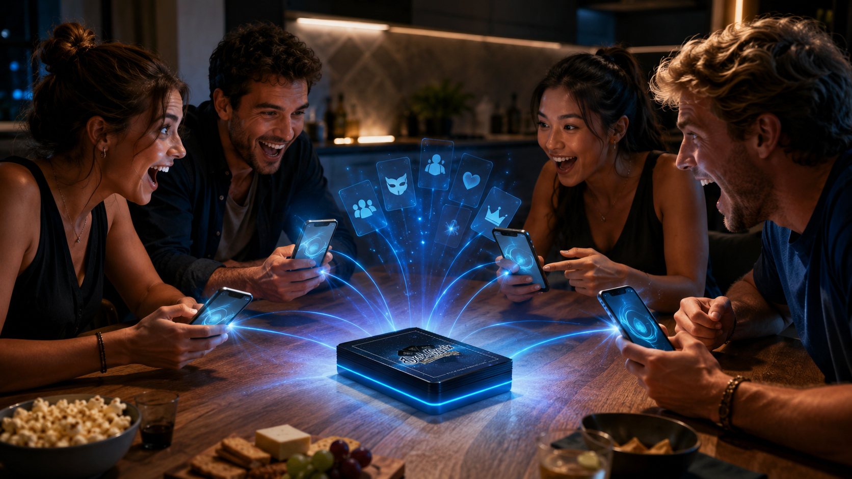 Dark Qards party card game platform with physical deck and mobile app
